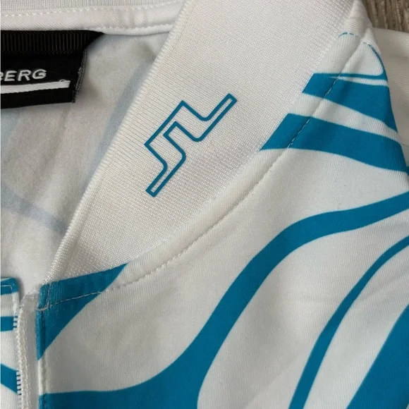 J.Lindeberg Women’s Aqua and White Longsleeve Golf Shirt - Picture 4 of 5